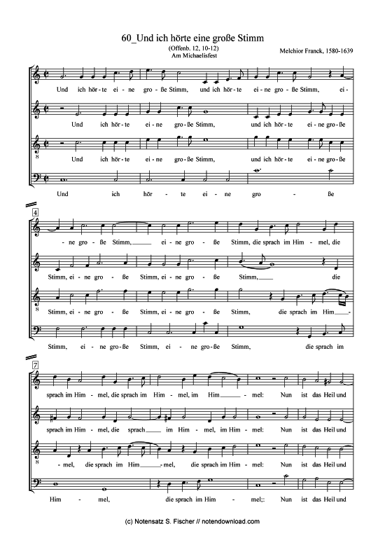 Und ich h rte eine gro e Stimm (Gemischter Chor) (Gemischter Chor) von Melchior Franck (1580-1639)