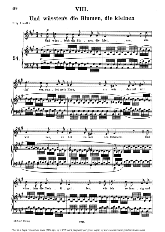 Und w uuml ssten acute s die Blumen die kleinen Op.48 No.8 (Gesang mittel + Klavier) (Klavier  Gesang mittel) von Robert Schumann