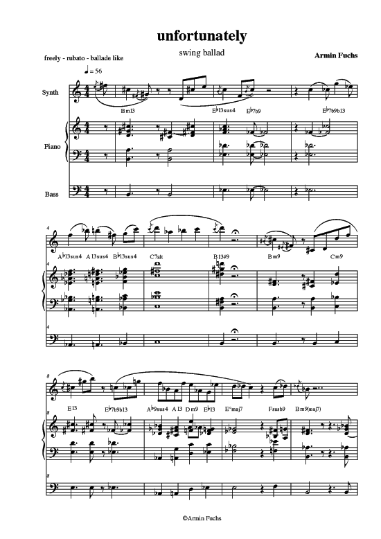 unfortunately (Leadsheet) (Klavier  Melodieinstr.) von Armin Fuchs