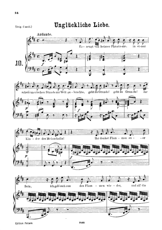 Ungl uuml ckliche Liebe (Als Luise die Briefe K.520) (Gesang tief + Klavier) (Klavier  Gesang tief) von Wolfgang Amadeus Mozart