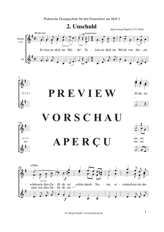 Unschuld (Frauenchor) (Frauenchor) von Hans Georg N geli