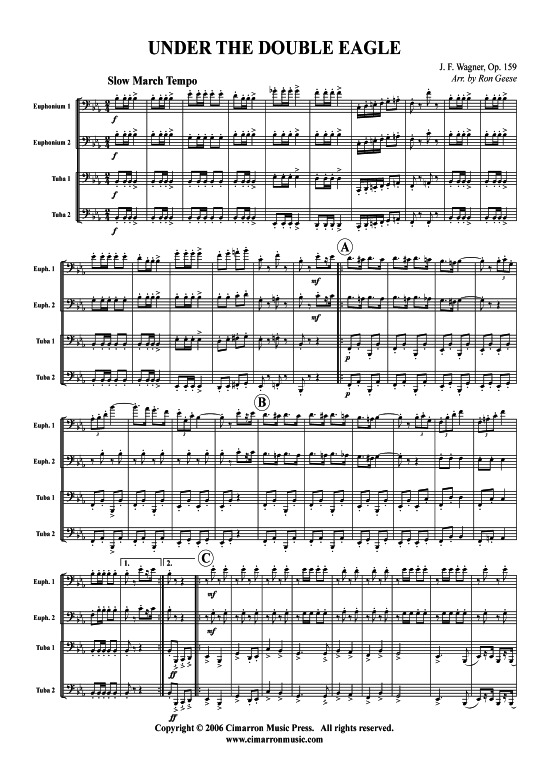 Unter dem Doppeladler (Tuba Quartett 2x Bariton 2xTuba) (Quartett (Tuba)) von Josef Wagner (op. 159)