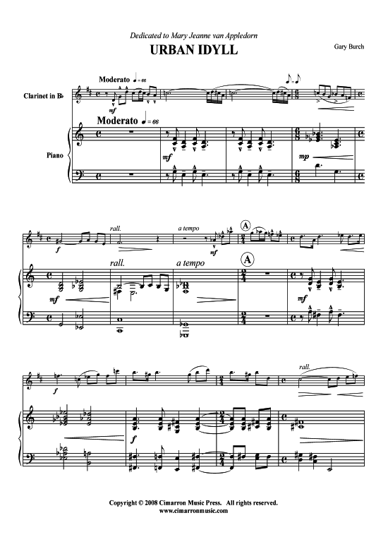 Urban Idyll (Klarinette in B + Klavier) (Klavier  Klarinette) von Gary Burch