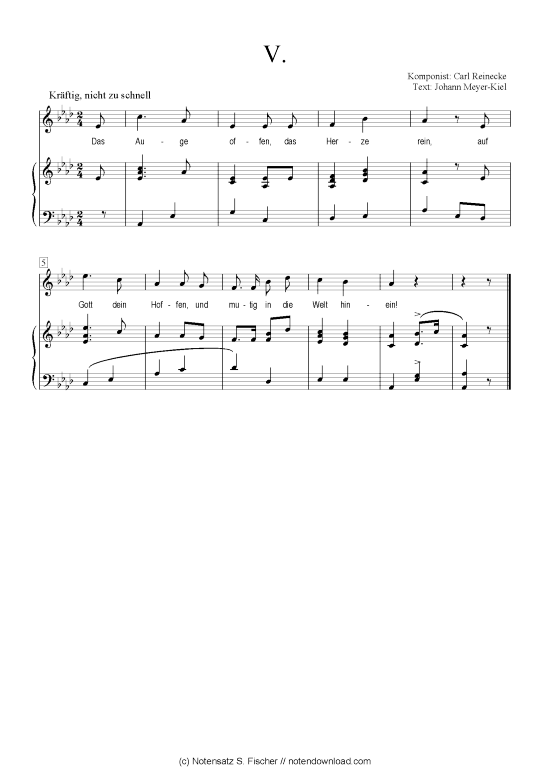 V (Klavier + Gesang) (Klavier  Gesang) von Carl Reinecke  Johann Meyer-Kiel