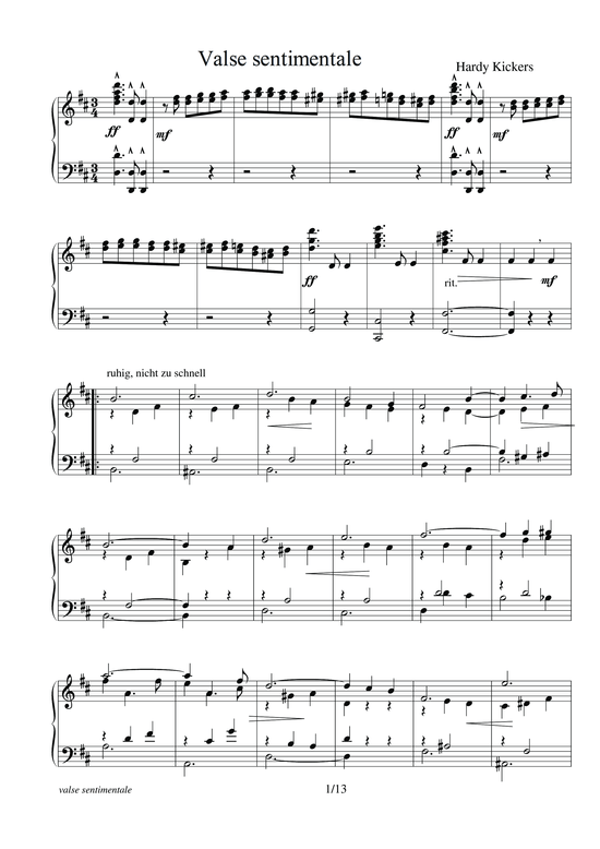 Valse Sentimentale (Klavier Solo) (Klavier Solo) von Hardy Kickers