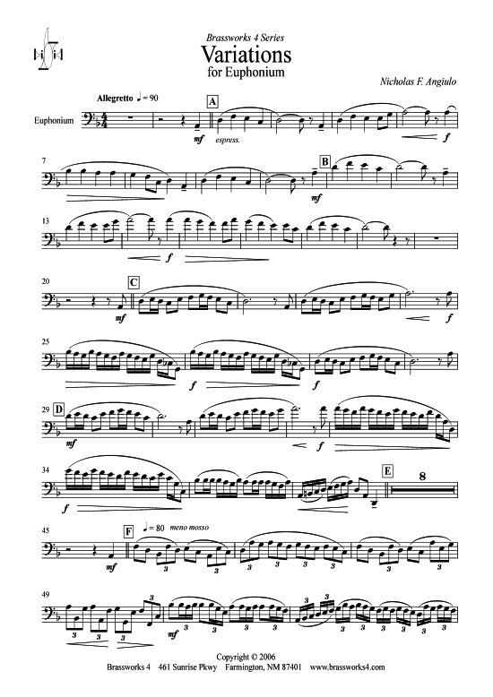 Variationen (Bariton-Pos + Klavier) (Klavier  Bariton (Posaune)) von Nicholas F. Angiulo