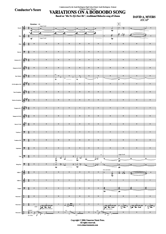 Variations on a Boboobo Song (Konzert Band) (Orchester) von David A. Myers