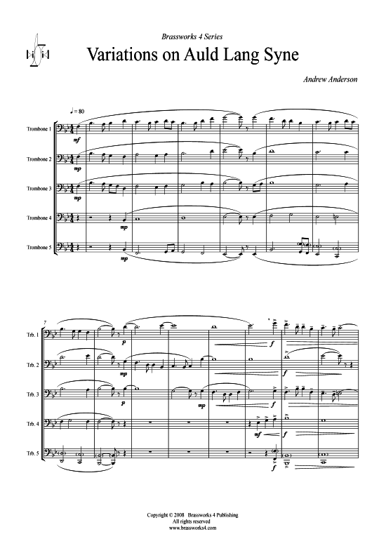 Variations on Auld Lang Syne (Posaunen Ensemble) (Ensemble (Blechbl ser)) von Andrew Anderson