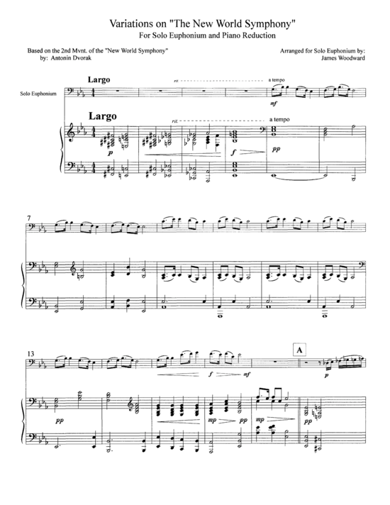 Variations on The New World Symphony (Euphonium + Klavier) (Klavier  Euphonium) von Anton Dvorak