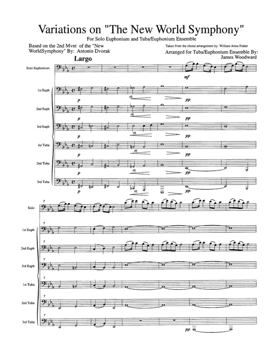 Variations on The New World Symphony (Tuba Ensemble EEETTT + Euphonium Solo ) (Ensemble (Blechbl ser)) von Anton Dvorak