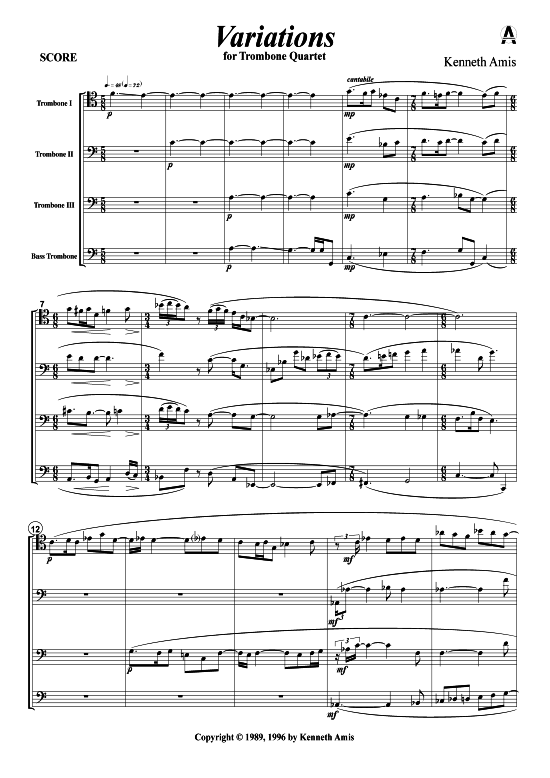 Variations (Posaunen-Quartett) (Quartett (Posaune)) von Kenneth Amis