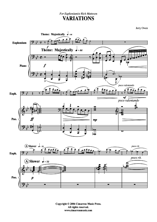 Variations - Rich Matteson style solo (Bariton Pos + Klavier) (Klavier  Bariton (Posaune)) von Owen Jerry