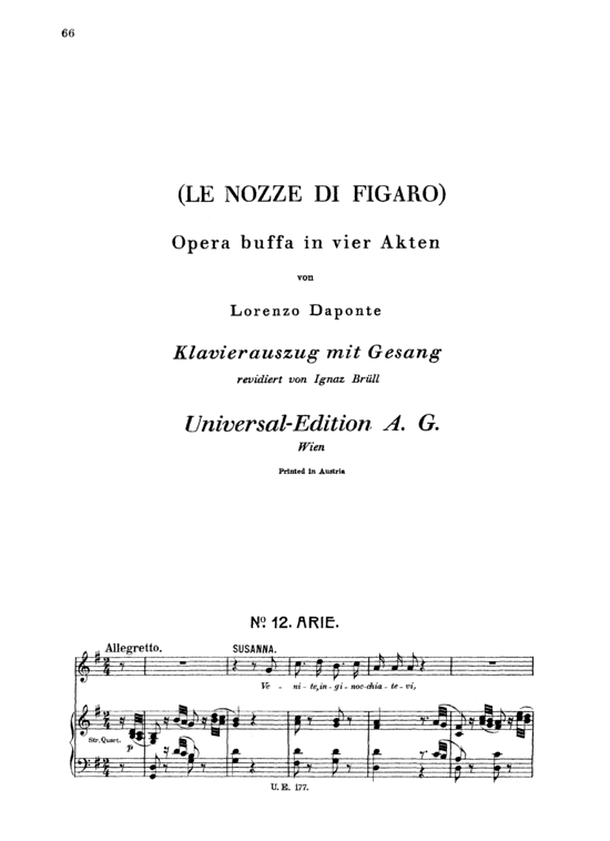 Venite inginnochiatevi (Klavier + Sopran Mezzo Solo) (Klavier  Sopran) von W. A. Mozart (K.492)