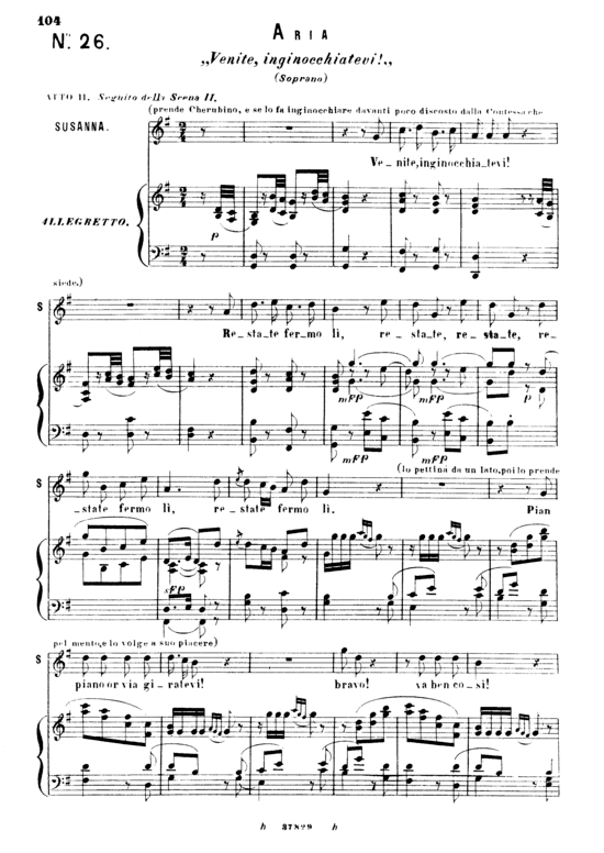 Venite inginnochiatevi (Klavier + Sopran Solo) Ricordi (Klavier  Sopran) von W. A. Mozart (K.492)