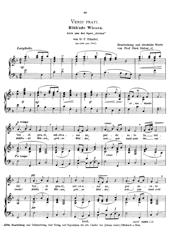 Verdi prati (Gesang hoch + Klavier) (Klavier  Gesang hoch) von Georg Friedrich H ndel