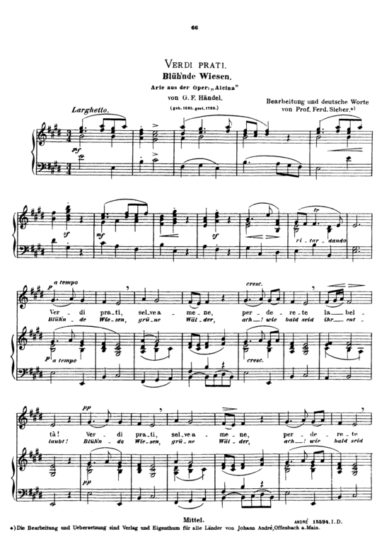 Verdi prati (Gesang mittel + Klavier) (Klavier  Gesang mittel) von Georg Friedrich H auml ndel