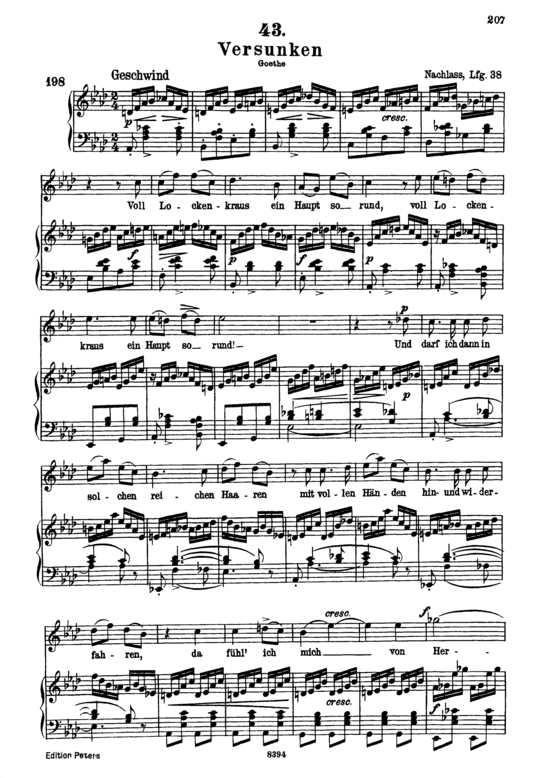 Versunken D.715 (Gesang hoch + Klavier) (Klavier  Gesang hoch) von Schubert Franz