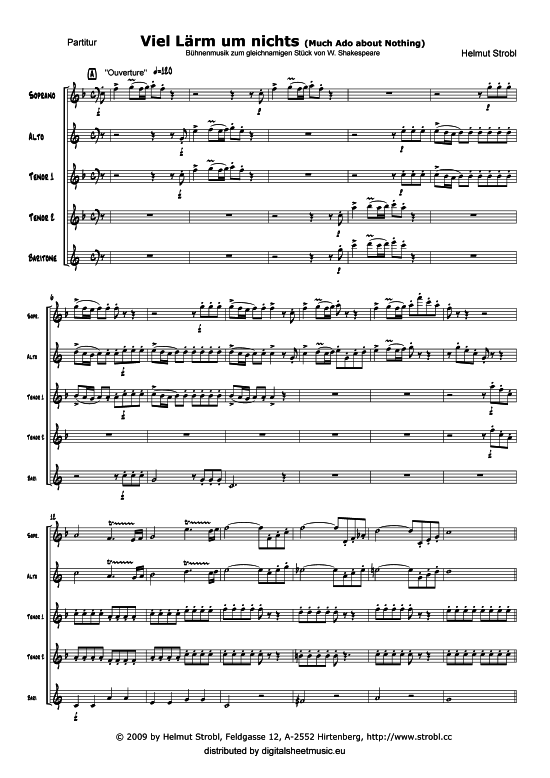 Viel L rm um nichts - Suite (Quintett (Saxophon)) von Helmut Strobl - Saxophonquintett (SATTB)