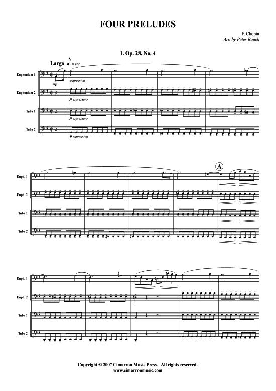 Vier Prelude (Tuba Quartett 2x Bariton 2xTuba) (Quartett (Tuba)) von Frederic Chopin