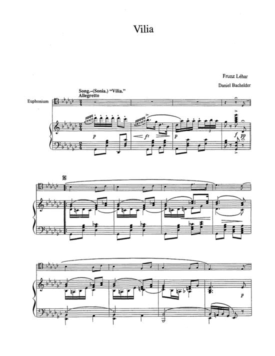 Vilia (Euphonium + Klavier) (Klavier  Euphonium) von Franz Lehar