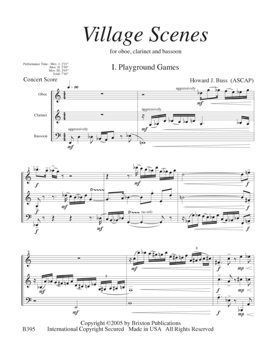 Village Scenes (Oboe Klarinette und Fagott) (Trio (Holzbl ser)) von Howard J. Buss 