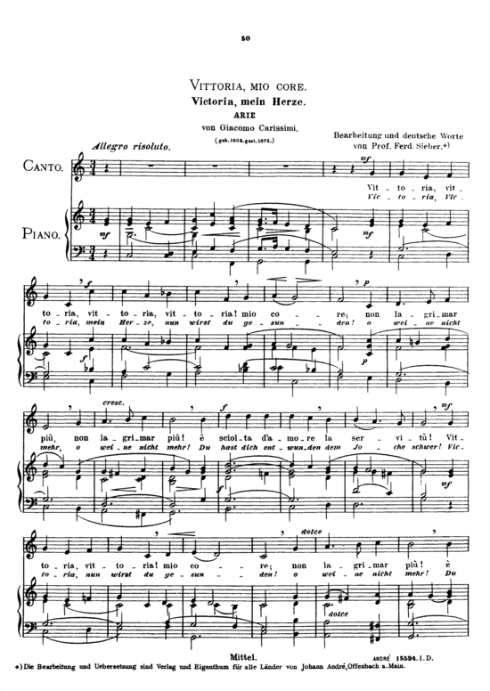 Vittoria mio core (Gesang mittel + Klavier) (Klavier  Gesang mittel) von Giacomo Carissimi