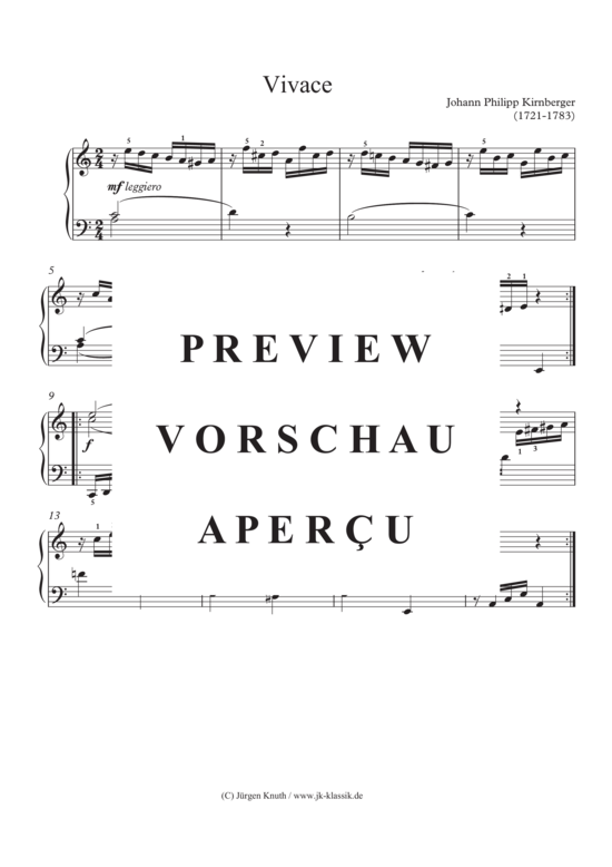 Vivace (Klavier Cembalo Solo) (Klavier Solo) von Johann Philipp Kirnberger