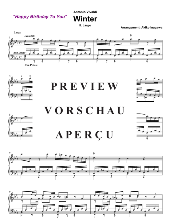 Vivaldi Winter Largo (Happy Birthday) (Klavier Solo) (Klavier Solo) von Antonio Vivaldi (Akiko Inagawa)