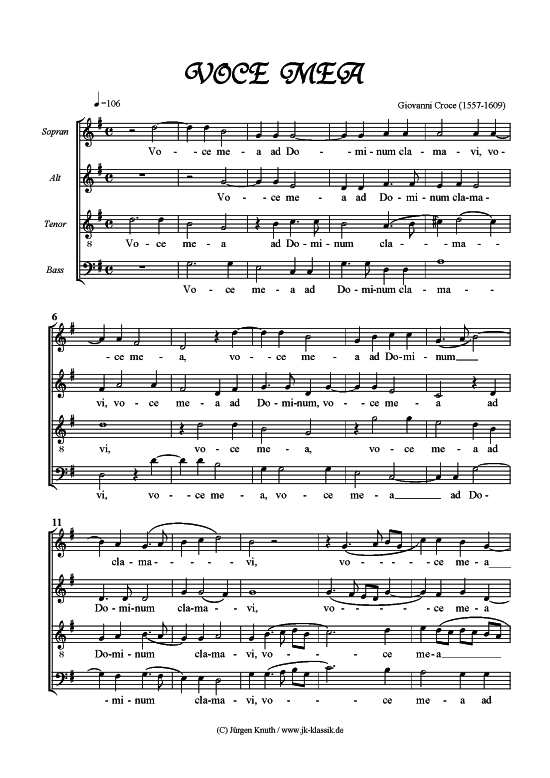 Voce Mea (Gemischter Chor) (Gemischter Chor) von Giovanni Croce (1557-1609)
