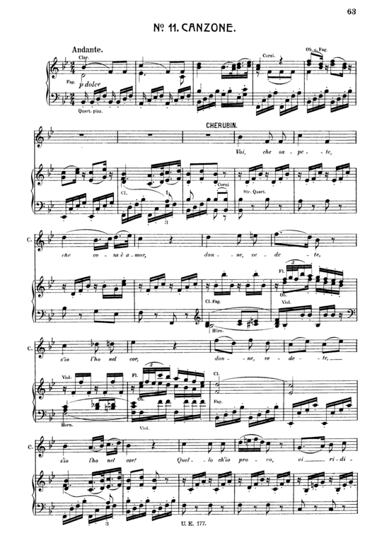Voi che sapete (Klavier + Sopran Mezzo Solo) (Klavier  Sopran) von W. A. Mozart (K.492)