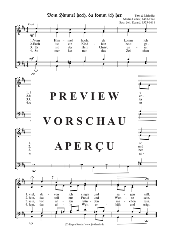 Vom Himmel hoch da komm ich her (Gemischter Chor) (Gemischter Chor) von Martin Luther