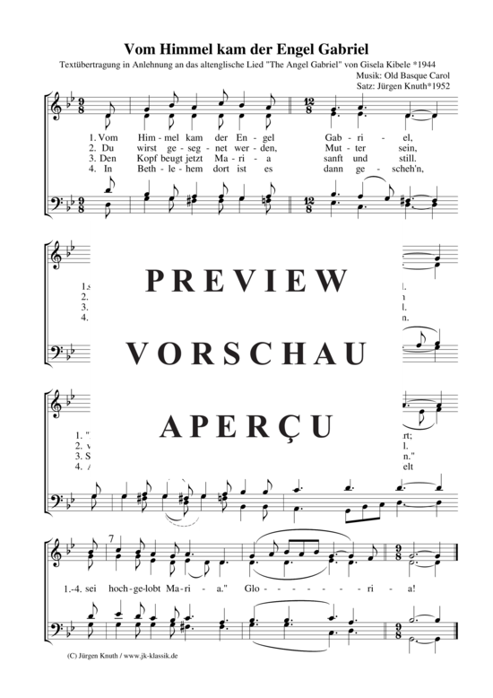 Vom Himmel kam der Engel Gabriel (Gemischter Chor) (Gemischter Chor) von Old Basque Carol Satz J rgen Knuth 1952