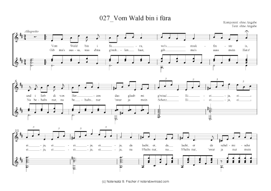 Vom Wald bin i f ra (Gitarre + Gesang) (Gitarre  Gesang) von 