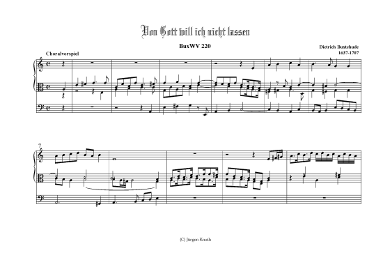 Von Gott will ich nicht lassen BuxWV 220 (Orgel Solo mit Altschl ssel) (Orgel Solo) von Dietrich Buxtehude 1637-1707