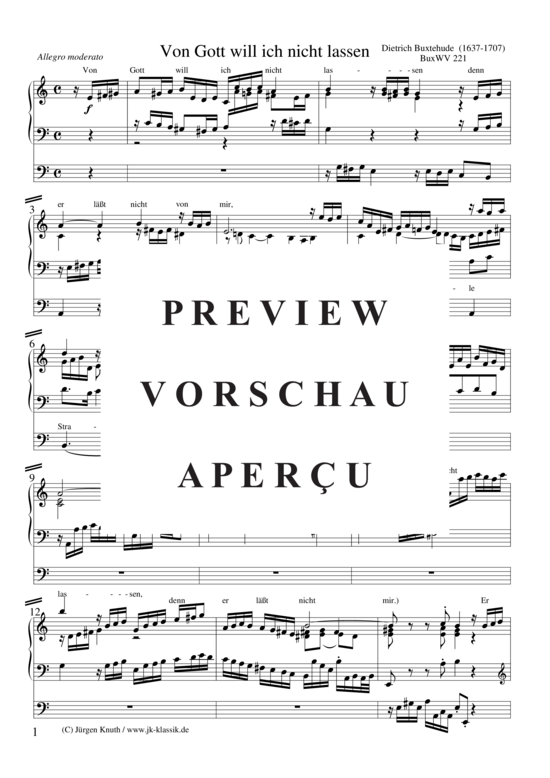 Von Gott will ich nicht lassen BuxWV 221 (Orgel Solo) (Orgel Solo) von Dietrich Buxtehude