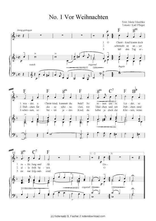 Vor Weihnachten (inklusive Kapo-Version) (Klavier + Gesang) (Klavier Gesang  Gitarre) von arr. Karl Pfleger