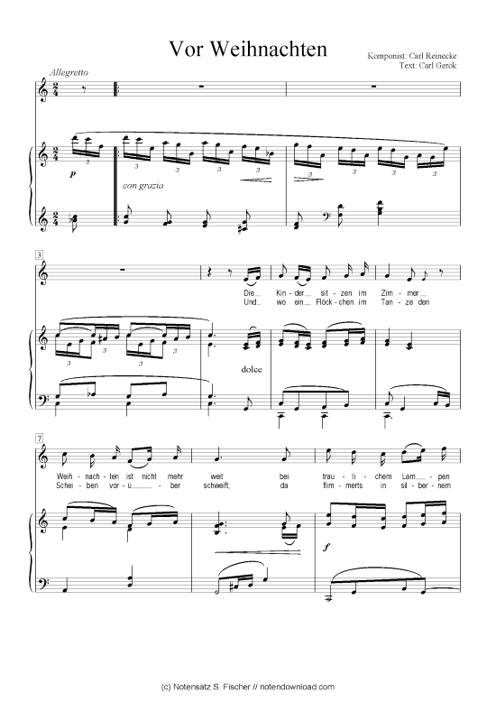 Vor Weihnachten (Klavier + Gesang) (Klavier  Gesang) von Carl Reinecke  Carl Gerok