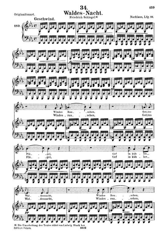 Waldes-Nacht D.708 (Gesang mittel + Klavier) (Klavier  Gesang mittel) von Franz Schubert