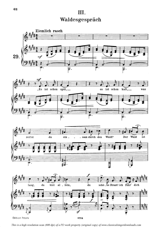 Waldesgeschpr auml ch Op.39 No.3 (Gesang mittel + Klavier) (Klavier  Gesang mittel) von Robert Schumann
