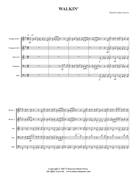 Walkin acute (Blechbl auml serquintett) (Quintett (Blech Brass)) von Daniel Luther Graves