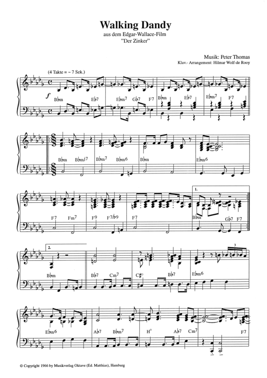 Walking Dandy (Klavier Solo) (Klavier Solo) von aus dem Edgar-Wallace-Film quot Der Zinker quot 