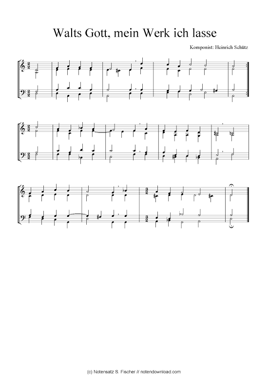 Walts Gott mein Werk ich lasse (Quartett in C) (Quartett (4 St.)) von Heinrich Sch tz