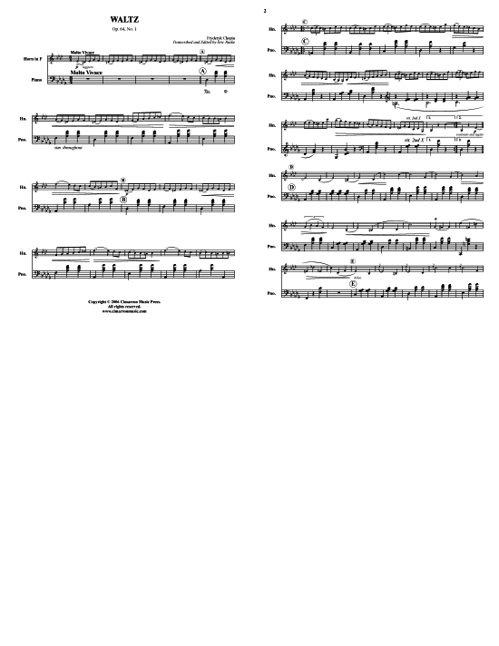 Waltz Op. 64 No. 1 (Horn in F + Klavier) (Klavier  Horn) von Frederic Chopin