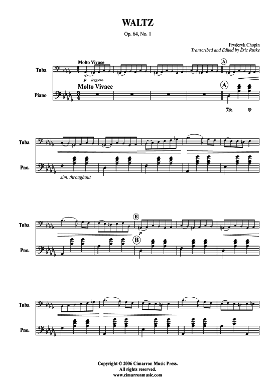 Waltz Op. 64 No. 1 (Tuba + Klavier) (Klavier  Tuba) von Frederic Chopin