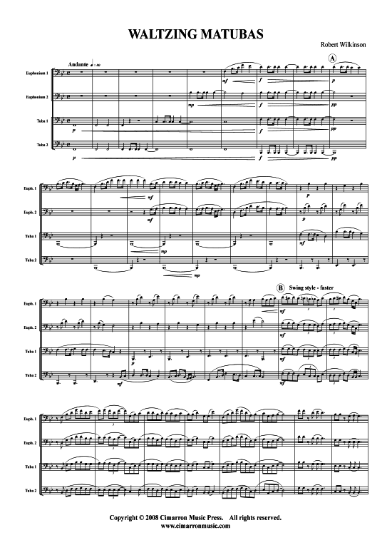 Waltzing MaTubas (Tuba Quartett 2x Bariton 2xTuba) (Quartett (Tuba)) von Robert Wilkinson