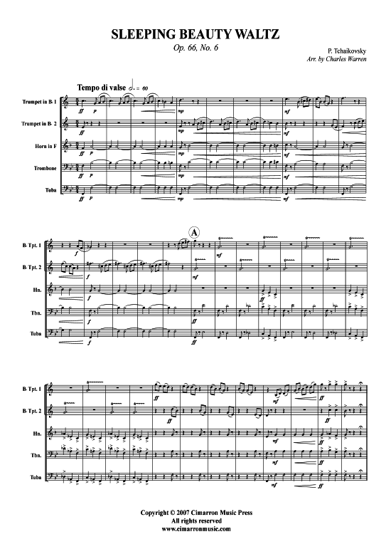 Walzer aus Dornr ouml schen Op. 66 Nr. 6 (Blechbl auml serquintett) (Quintett (Blech Brass)) von Pjotr Iljitsch Tschaikowski