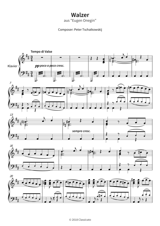 Walzer - aus Eugen Onegin (Klavier Solo) (Klavier Solo) von Peter Tschaikowskij
