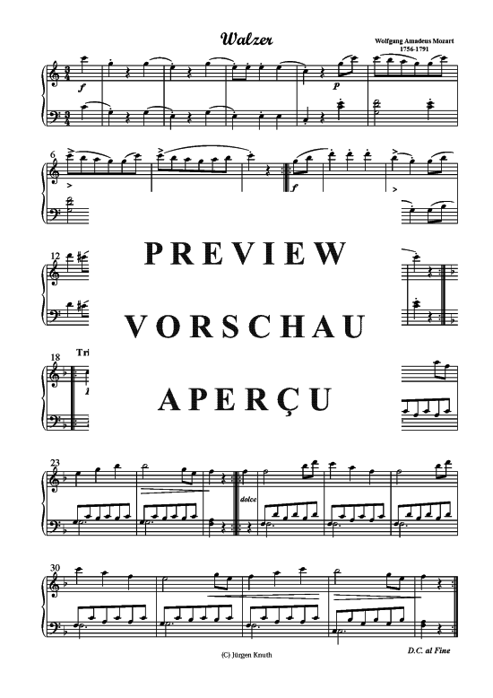 Walzer (Orgel Klavier Solo) (Klavier Solo) von W.-A. Mozart