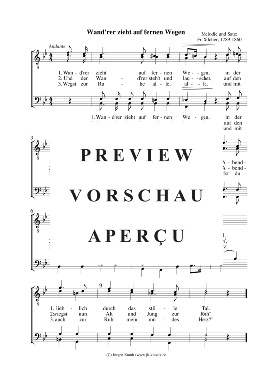 Wand rer zieht auf fernen Wegen (M nnerchor) (M nnerchor) von Friedrich Silcher