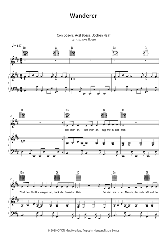 Wanderer (Gesang + Klavier Gitarre) (Klavier  Gesang) von Axel Bosse